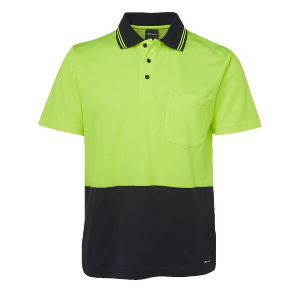 Mens Hi Vis Non Cuff Short Sleeve Cotton Back Polo Thumbnail