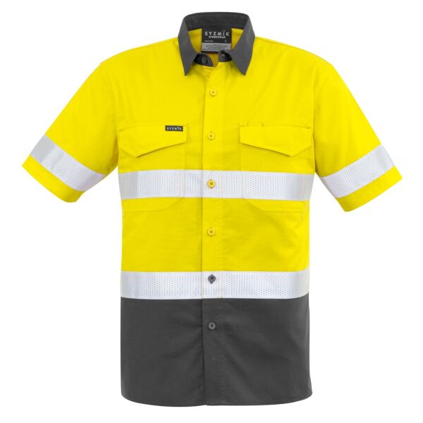 Mens Rugged Cooling Taped Hi Vis Spliced Short Sleeve Shirt Thumbnail